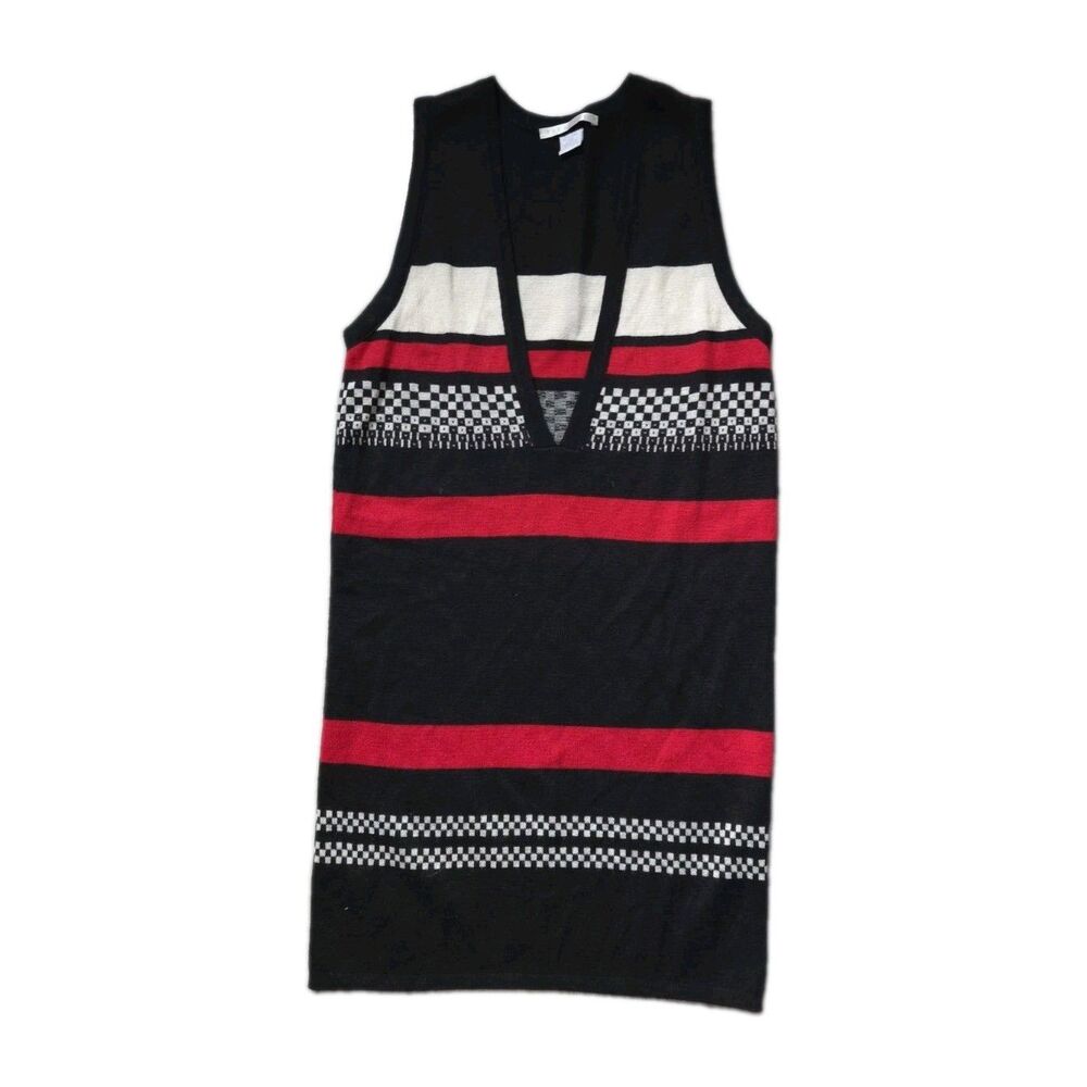 VTG The Limited Wool Blend Black Red White Stripe Sweater Dress XS EUC Y2K